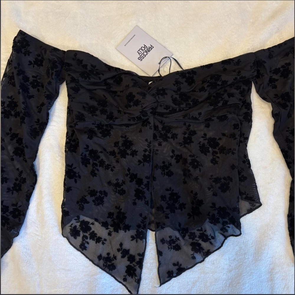 Princess Polly Black Floral Cowl Neck Top